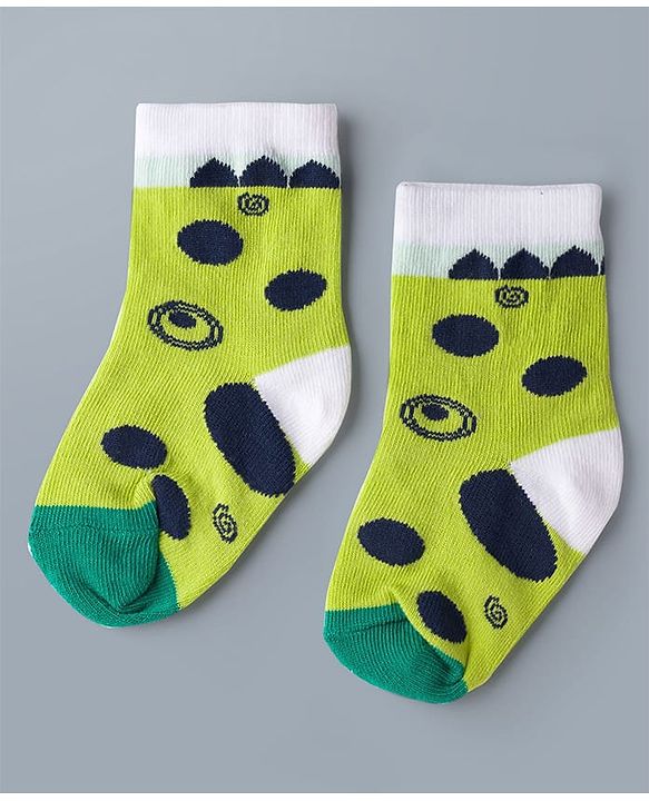Cute Walk by Babyhug Knit Ankle Length Antibacterial Socks with Stripes & Dino Design Pack of 3 - White