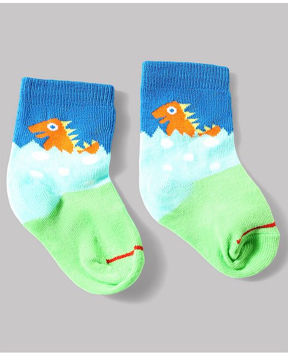 Cute Walk by Babyhug Anti-Bacterial Ankle Length Sock With Dino Design Pack of 3 - White