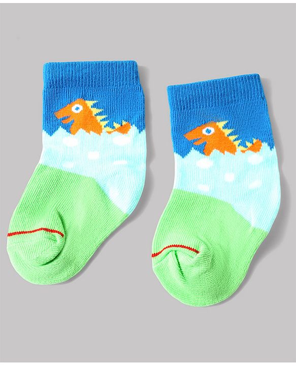Cute Walk by Babyhug Anti-Bacterial Ankle Length Sock With Dino Design Pack of 3 - White