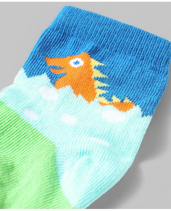 Cute Walk by Babyhug Anti-Bacterial Ankle Length Sock With Dino Design Pack of 3 - White