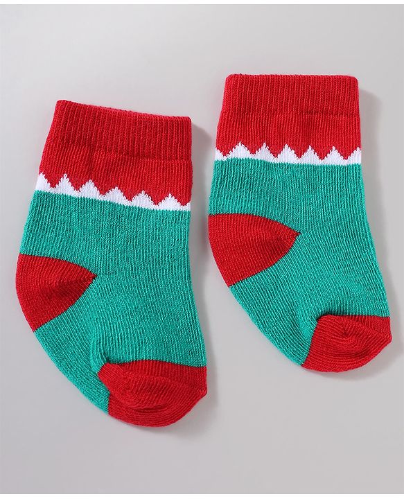 Cutewalk by Babyhug Anti-Bacterial Ankle Length Striped Socks With Dino Design Pack Of 3 - White