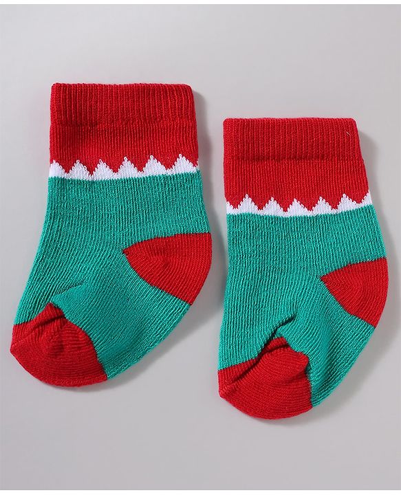 Cutewalk by Babyhug Anti-Bacterial Ankle Length Striped Socks With Dino Design Pack Of 3 - White