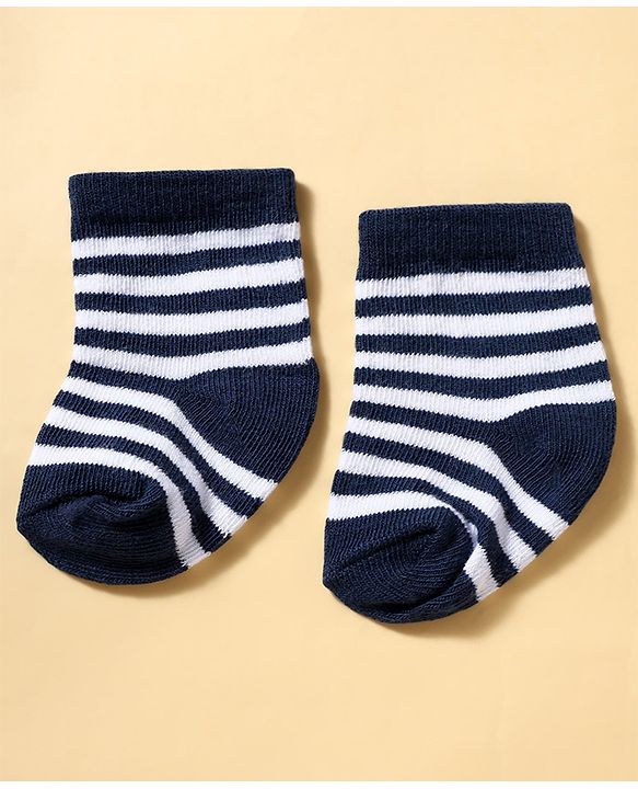 Cutewalk by Babyhug Anti-Bacterial Ankle Length Striped Socks With Star Design Pack Of 3 - White