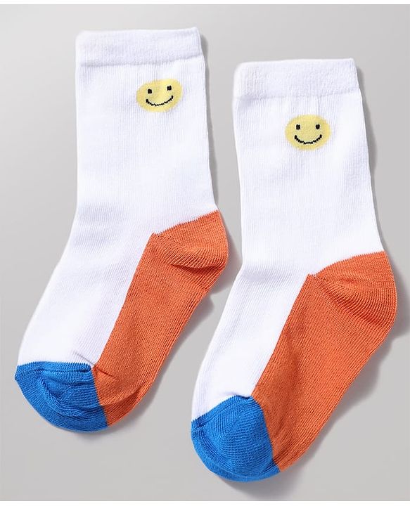 Cutewalk by Babyhug Anti-Bacterial Ankle Length Socks With Happy Life Design Pack Of 3 - White