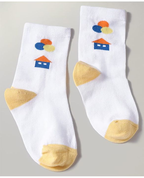 Cutewalk by Babyhug Anti-Bacterial Ankle Length Socks With Happy Life Design Pack Of 3 - White