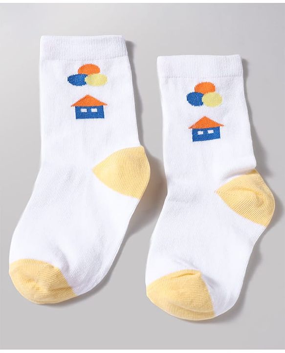 Cutewalk by Babyhug Anti-Bacterial Ankle Length Socks With Happy Life Design Pack Of 3 - White