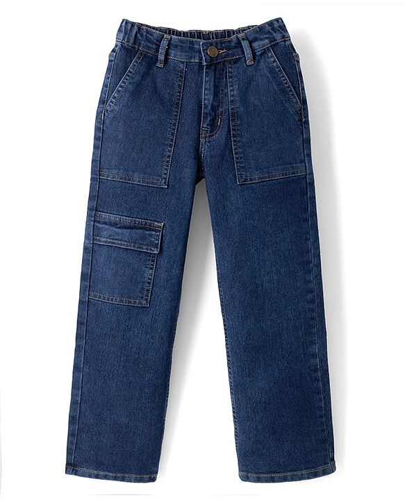 Pine Kids Denim Full Length Solid Jeans in Blue