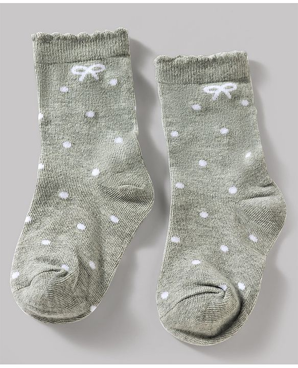 Cute Walk by Babyhug Knit Ankle Length Antibacterial Socks With Bow & Polka Dot Design Pack Of 3 - Dark Pink White & Grey
