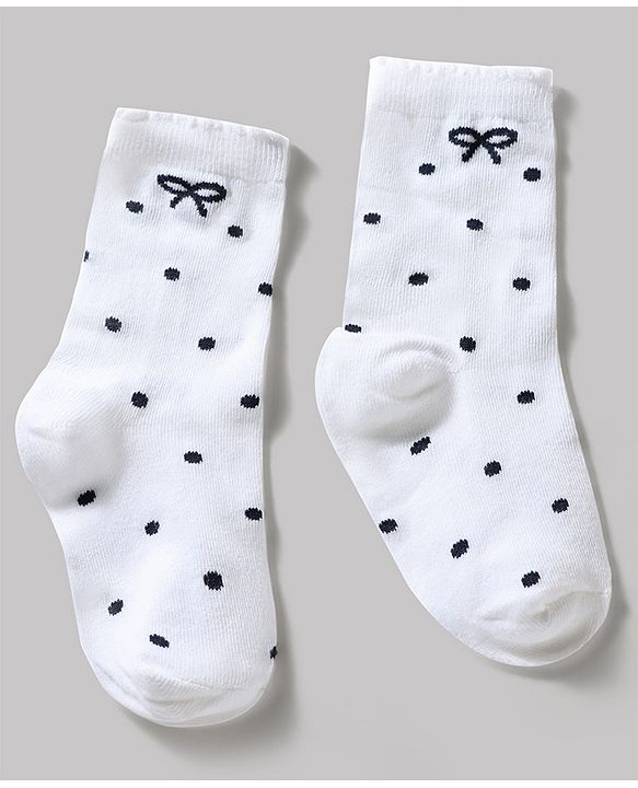 Cute Walk by Babyhug Knit Ankle Length Antibacterial Socks With Bow & Polka Dot Design Pack Of 3 - Dark Pink White & Grey