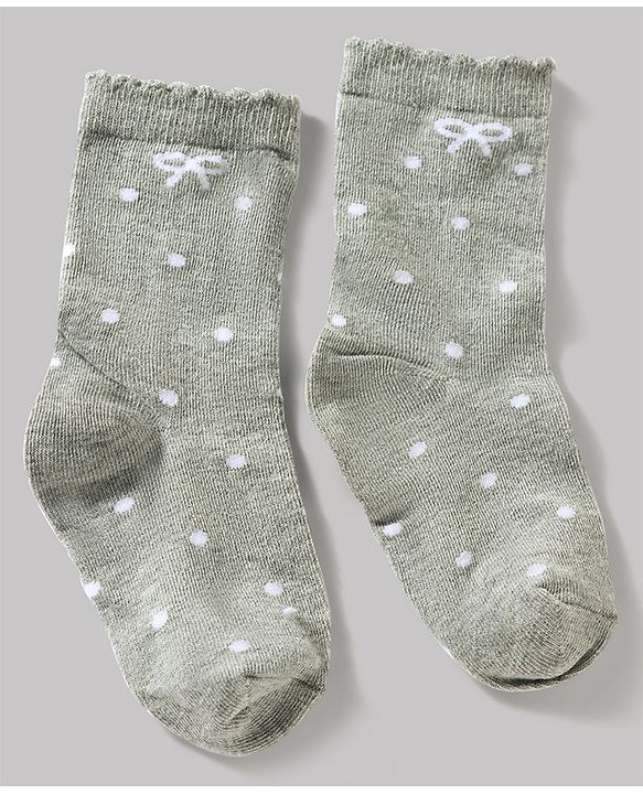 Cute Walk by Babyhug Knit Ankle Length Antibacterial Socks With Bow & Polka Dot Design Pack Of 3 - Dark Pink White & Grey