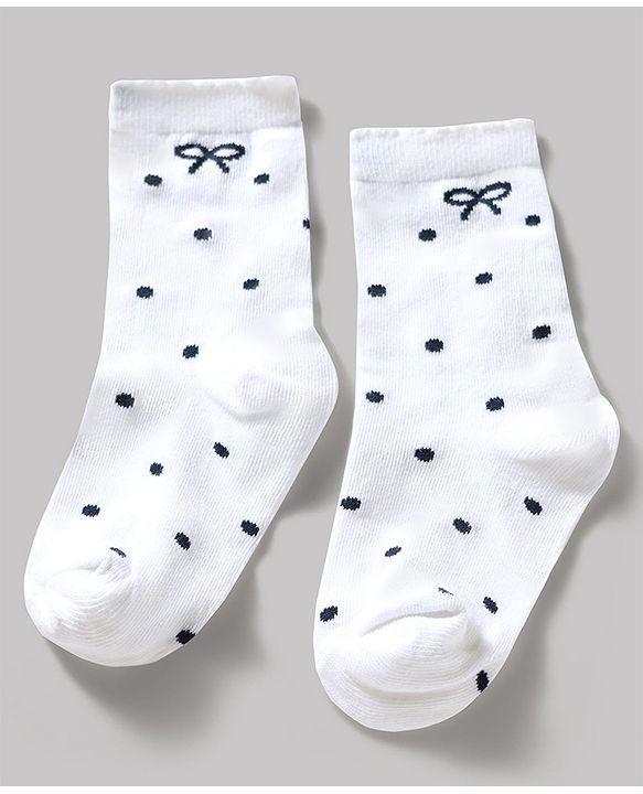Cute Walk by Babyhug Knit Ankle Length Antibacterial Socks With Bow & Polka Dot Design Pack Of 3 - Dark Pink White & Grey