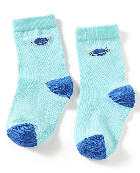 Cute Walk by Babyhug Knit Ankle Length Antibacterial Socks With Space Theme Design Pack Of 3 -Blue