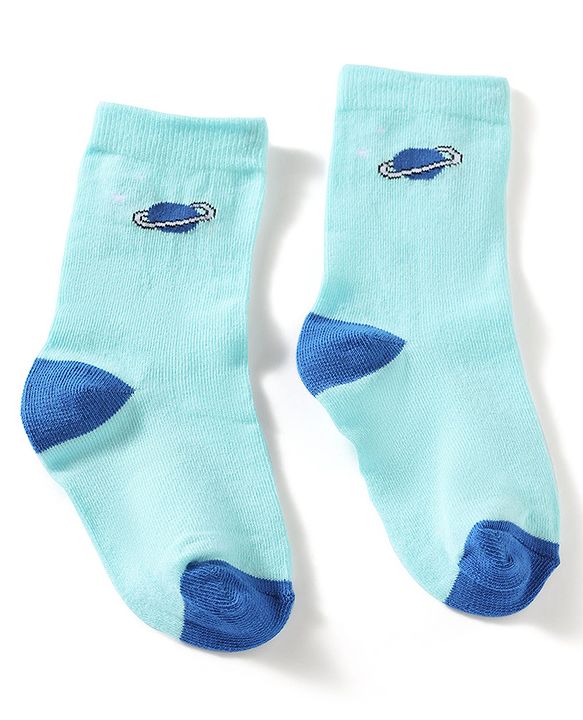 Cute Walk by Babyhug Knit Ankle Length Antibacterial Socks With Space Theme Design Pack Of 3 -Blue