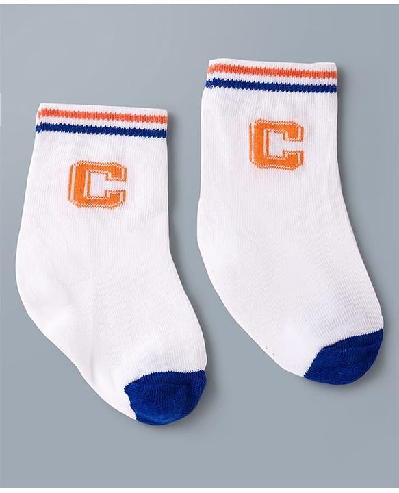 Cute Walk by Babyhug Knit Ankle Length Antibacterial Socks with Stripes - Navy Blue & White