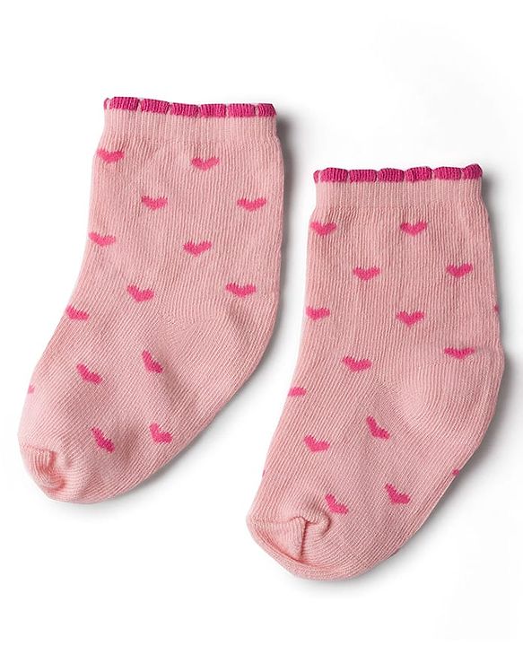 Cute Walk by Babyhug Knit Ankle Length Antibacterial Socks with Floral Design - Pink & Yellow