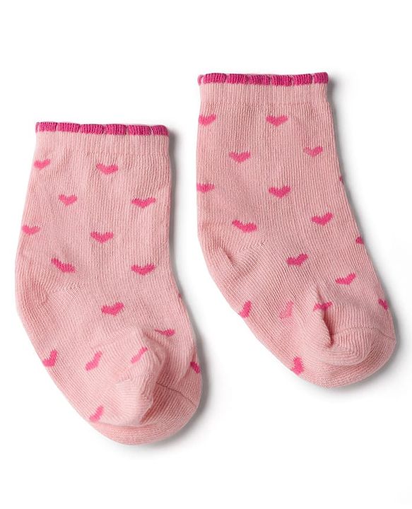 Cute Walk by Babyhug Knit Ankle Length Antibacterial Socks with Floral Design - Pink & Yellow
