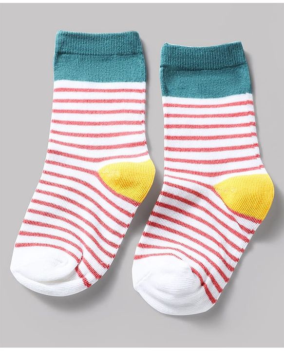 Cute Walk by Babyhug Knit Ankle Length Antibacterial Socks With Striped & Text Design Pack Of 3 - Blue & White