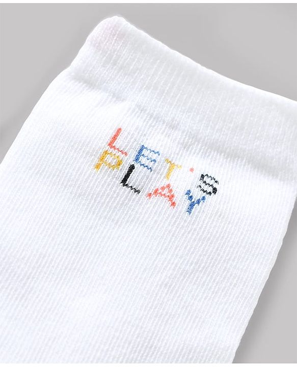 Cute Walk by Babyhug Knit Ankle Length Antibacterial Socks With Striped & Text Design Pack Of 3 - Blue & White
