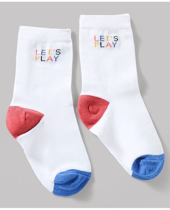 Cute Walk by Babyhug Knit Ankle Length Antibacterial Socks With Striped & Text Design Pack Of 3 - Blue & White