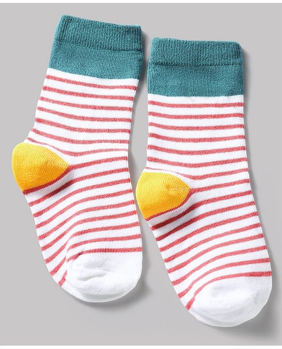 Cute Walk by Babyhug Knit Ankle Length Antibacterial Socks With Striped & Text Design Pack Of 3 - Blue & White