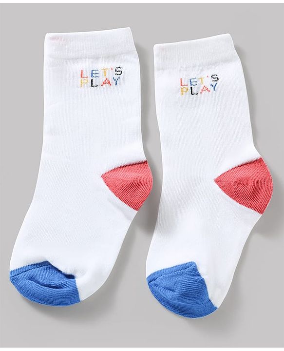 Cute Walk by Babyhug Knit Ankle Length Antibacterial Socks With Striped & Text Design Pack Of 3 - Blue & White