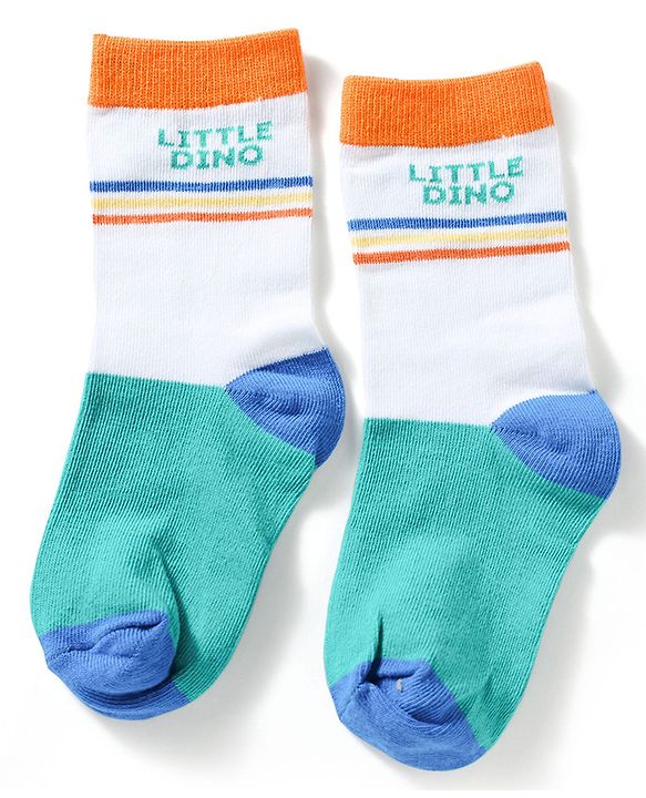 Cute Walk by Babyhug Knit Ankle Length Antibacterial Socks With Striped & Text Design Pack Of 3 - Blue & White