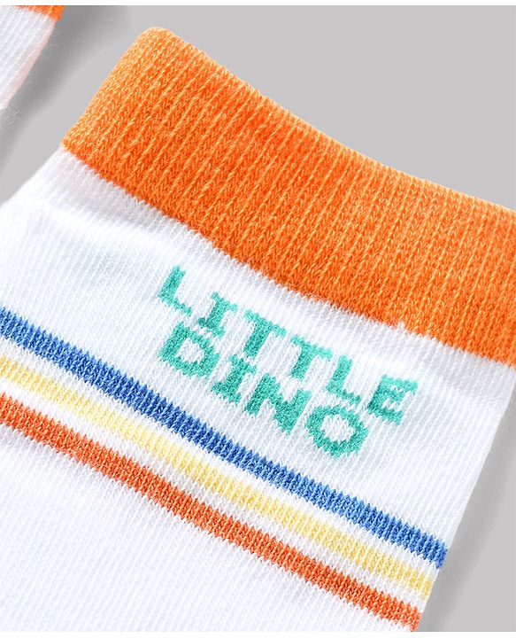 Cute Walk by Babyhug Knit Ankle Length Antibacterial Socks With Striped & Text Design Pack Of 3 - Blue & White