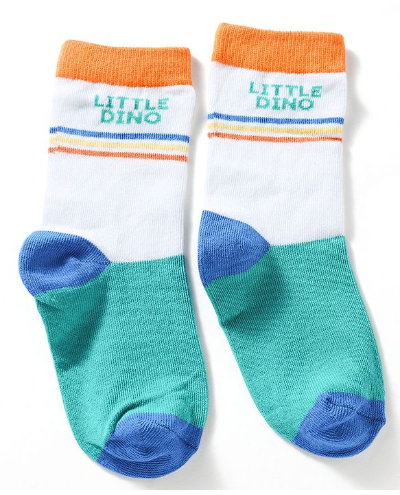 Cute Walk by Babyhug Knit Ankle Length Antibacterial Socks With Striped & Text Design Pack Of 3 - Blue & White