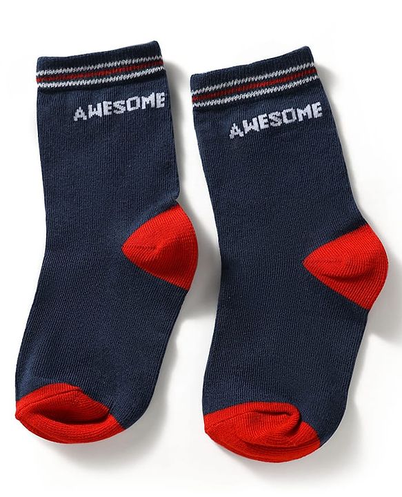 Cute Walk by Babyhug Knit Ankle Length Antibacterial Socks With Striped & Bear Design Pack Of 3 - Navy & White