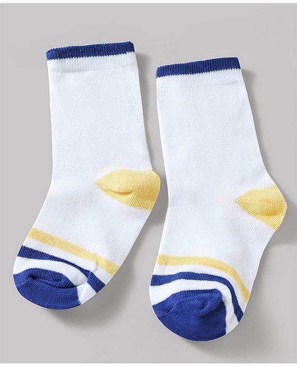 Cute Walk by Babyhug Knit Ankle Length Antibacterial Socks With Stripes Pack Of 3 - Navy & White