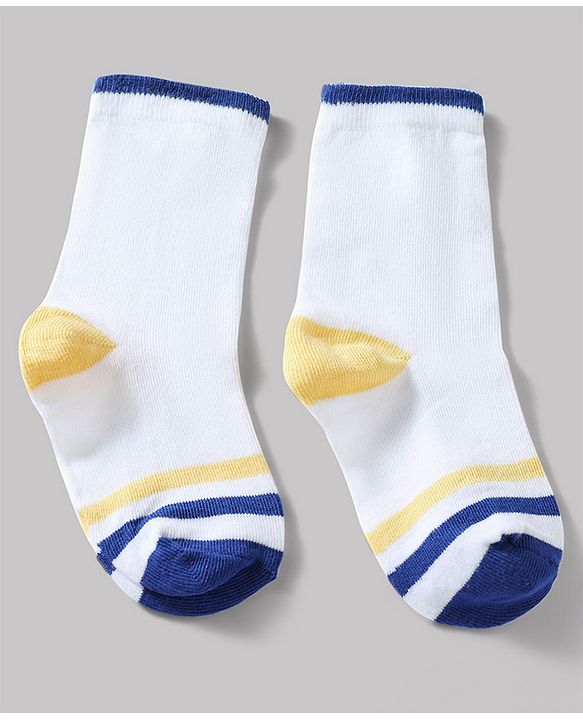 Cute Walk by Babyhug Knit Ankle Length Antibacterial Socks With Stripes Pack Of 3 - Navy & White