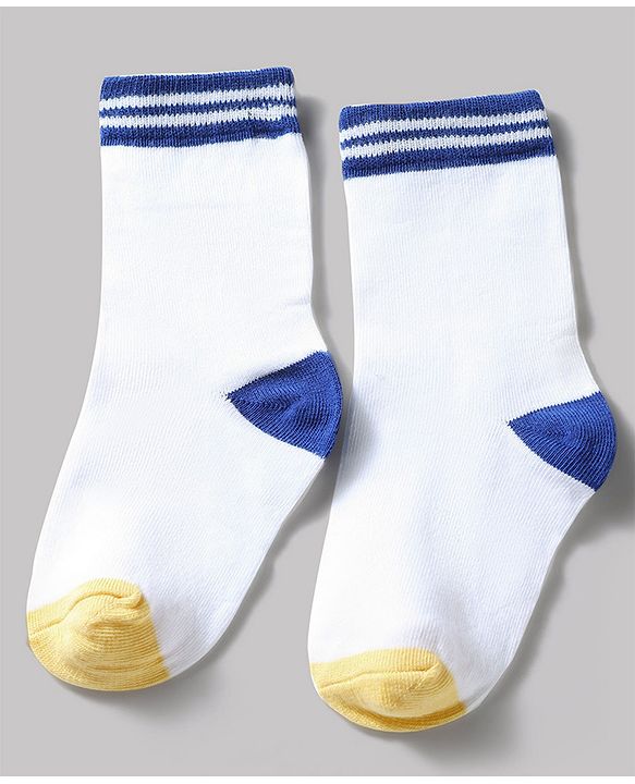 Cute Walk by Babyhug Knit Ankle Length Antibacterial Socks With Stripes Pack Of 3 - Navy & White