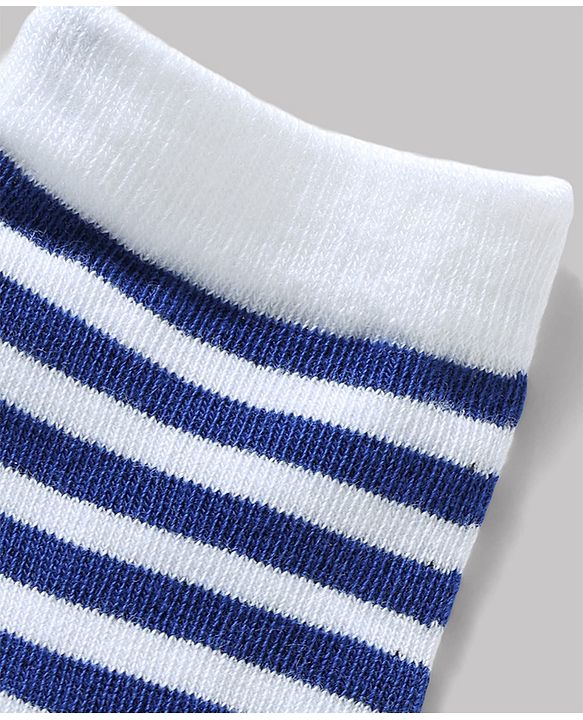 Cute Walk by Babyhug Knit Ankle Length Antibacterial Socks With Stripes Pack Of 3 - Navy & White