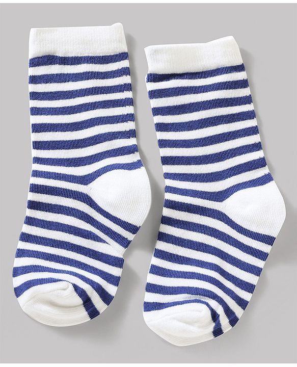 Cute Walk by Babyhug Knit Ankle Length Antibacterial Socks With Stripes Pack Of 3 - Navy & White