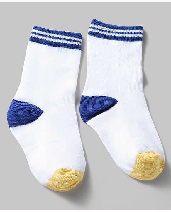 Cute Walk by Babyhug Knit Ankle Length Antibacterial Socks With Stripes Pack Of 3 - Navy & White