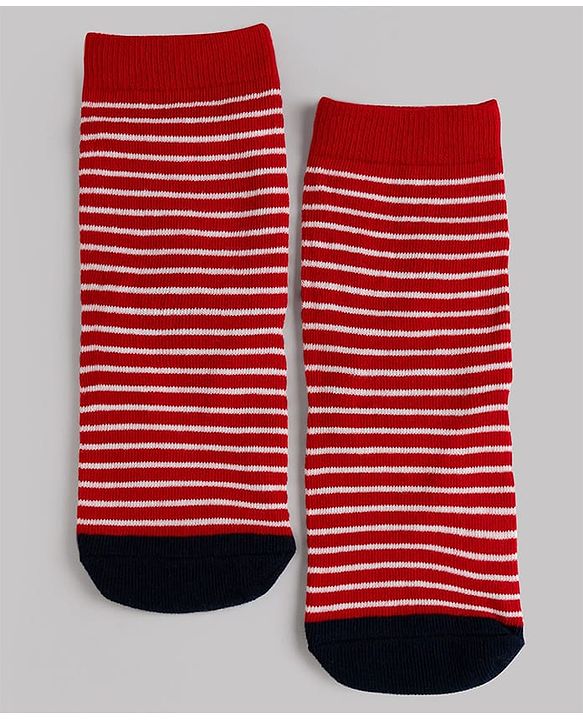Cute Walk by Babyhug Knit Ankle Length Antibacterial Socks With Stripes & Star Design Pack Of 3 - Navy & White