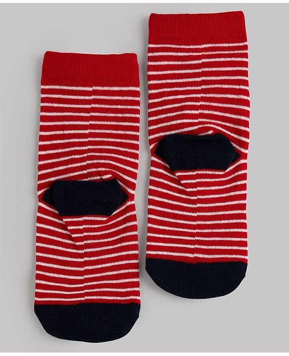 Cute Walk by Babyhug Knit Ankle Length Antibacterial Socks With Stripes & Star Design Pack Of 3 - Navy & White