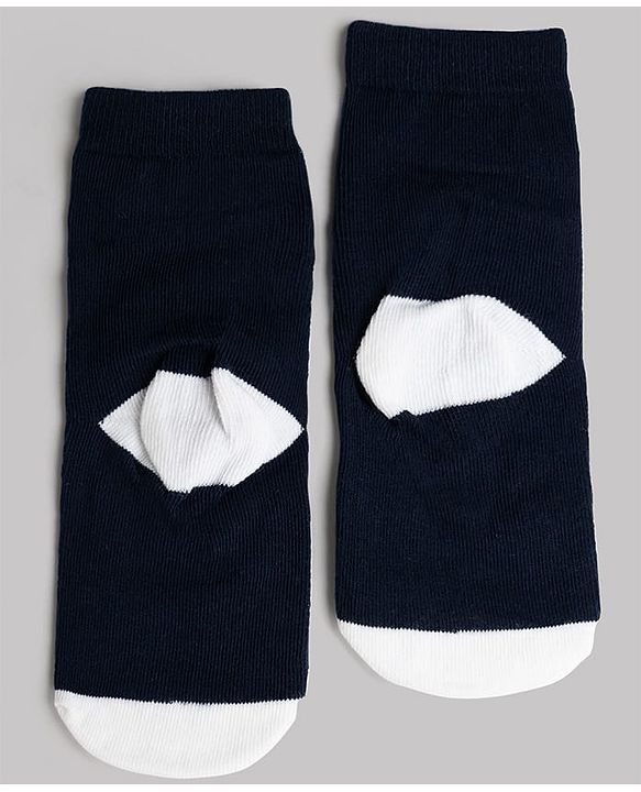 Cute Walk by Babyhug Knit Ankle Length Antibacterial Socks With Stripes & Star Design Pack Of 3 - Navy & White