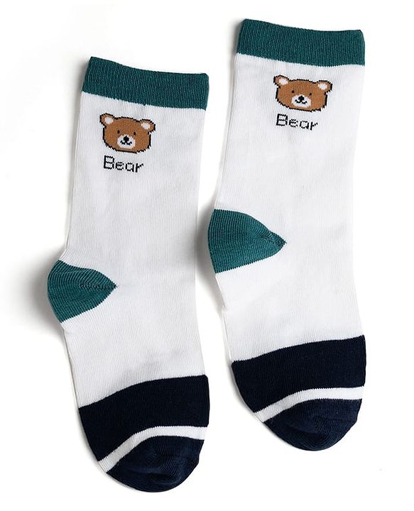 Cute Walk by Babyhug Knit Ankle Length Antibacterial Socks With Stripes & Bear Design Pack Of 3 - Navy & Yellow