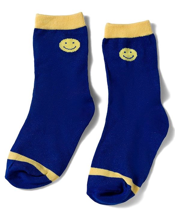 Cute Walk by Babyhug Knit Ankle Length Antibacterial Socks with Stripe & Text Design Pack of 3 - Navy & Yellow