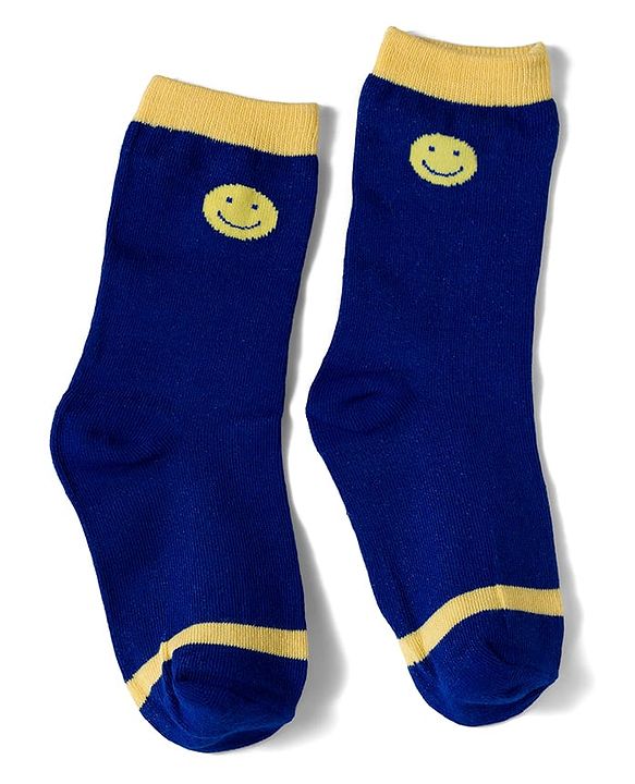 Cute Walk by Babyhug Knit Ankle Length Antibacterial Socks with Stripe & Text Design Pack of 3 - Navy & Yellow