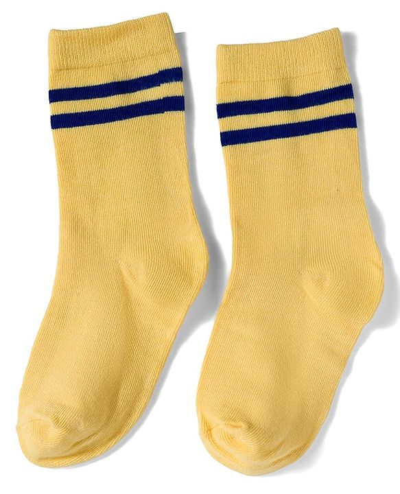 Cute Walk by Babyhug Knit Ankle Length Antibacterial Socks with Stripe & Text Design Pack of 3 - Navy & Yellow