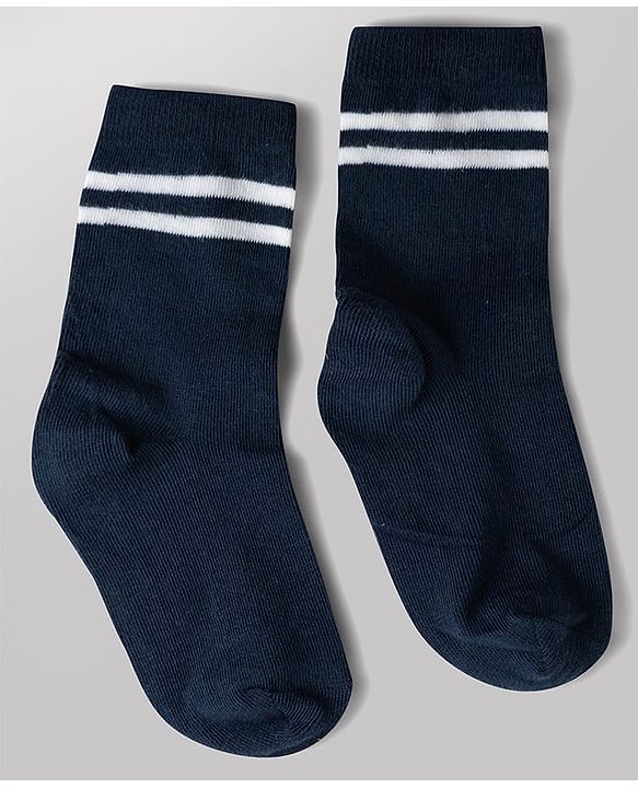 Cute Walk by Babyhug Non Terry Knit Anti-bacterial Ankle Length Striped Socks With Text Design Pack of 3 - Black, White & Maroon