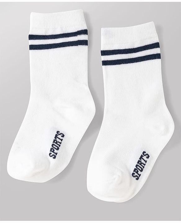 Cute Walk by Babyhug Non Terry Knit Anti-bacterial Ankle Length Striped Socks With Text Design Pack of 3 - Black, White & Maroon