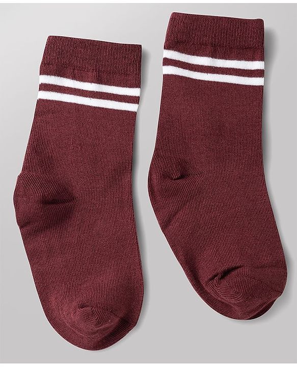 Cute Walk by Babyhug Non Terry Knit Anti-bacterial Ankle Length Striped Socks With Text Design Pack of 3 - Black, White & Maroon