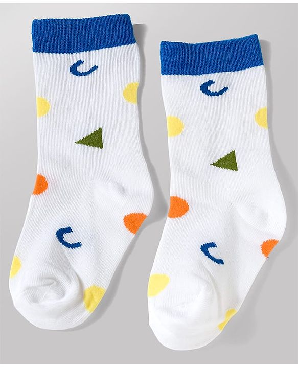 Cute Walk by Babyhug Knit Ankle Length Antibacterial Socks with Stripe & Star Design Pack of 3 - White & Orange
