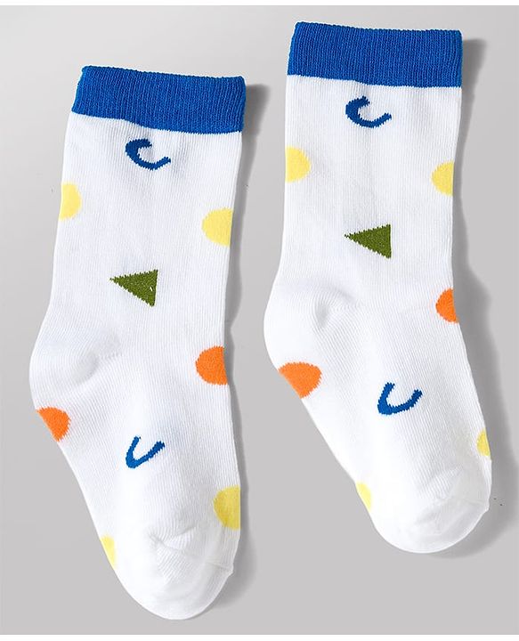 Cute Walk by Babyhug Knit Ankle Length Antibacterial Socks with Stripe & Star Design Pack of 3 - White & Orange