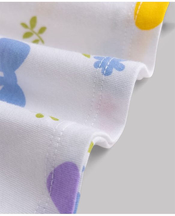 Babyhug Cotton Single Jersey Knit Half Sleeves Floral & Polka Dot  Printed Frock with Bow Applique Pack of 2 - White & Pink