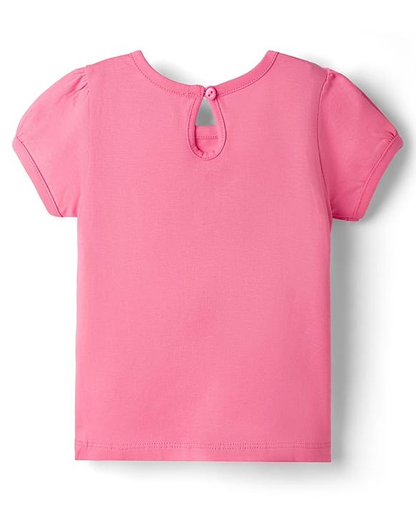 Babyhug 100% Cotton Knit Half Sleeves Text & Hearts Printed T-Shirt & Capri Night Suit - Pink