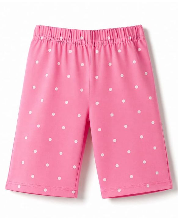 Babyhug 100% Cotton Knit Half Sleeves Top & Capri Night Suit Bow & Text Print - Blue & Pink